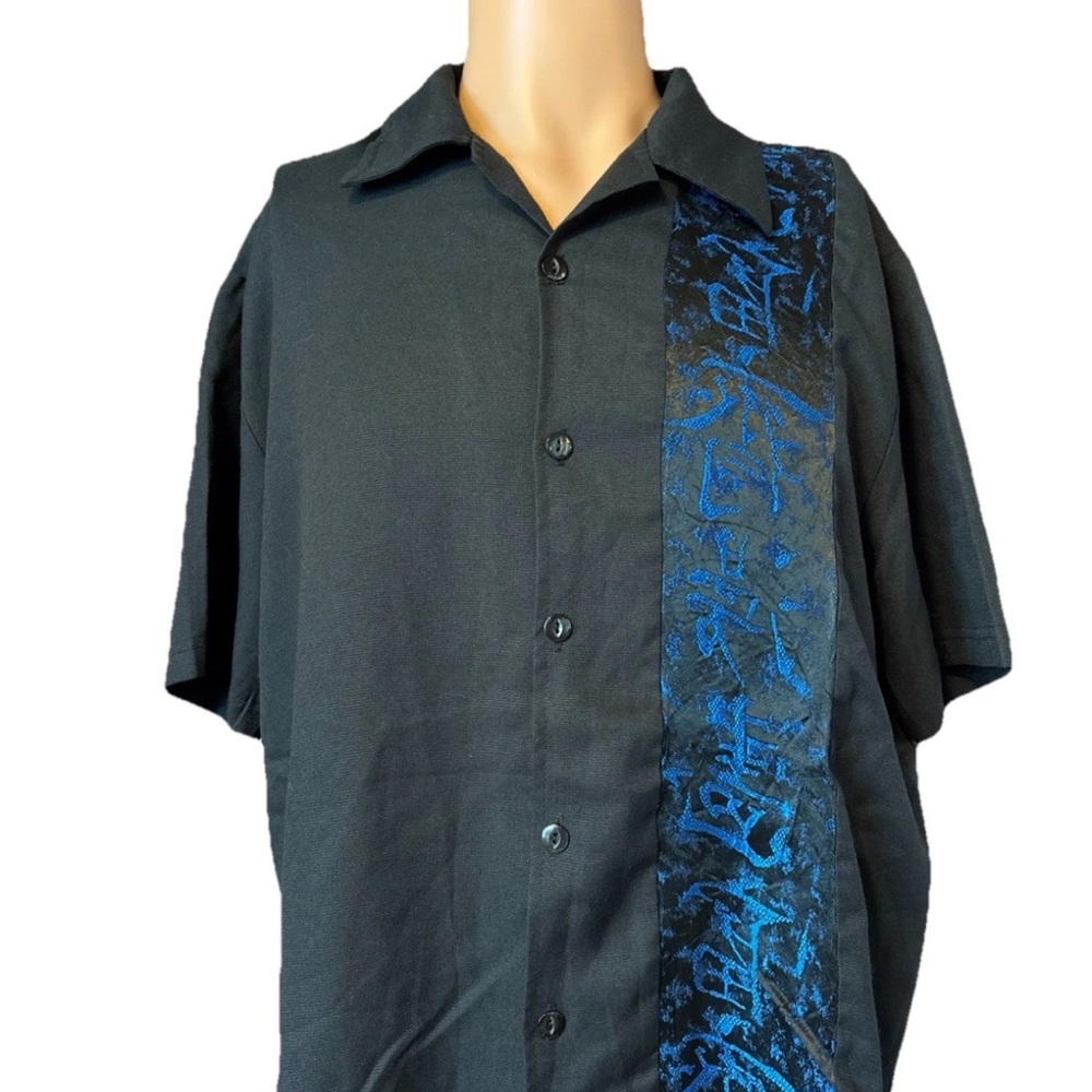 Vintage 90’s MT:2 Black & Blue Button Up Shirt Sz Large Skate